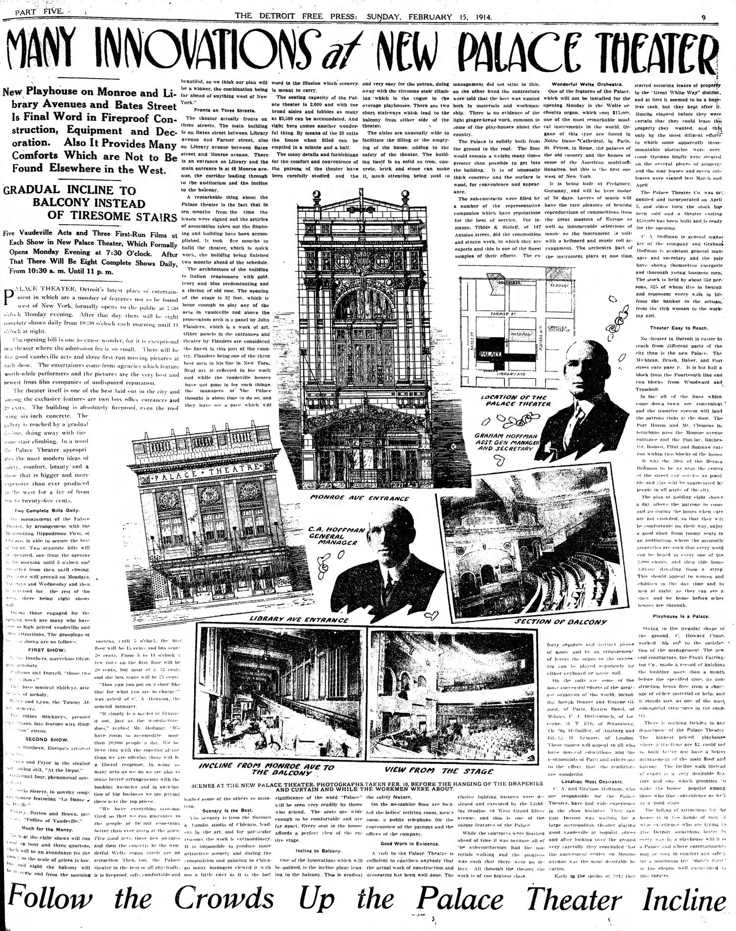 Palace Theatre (Alhambra Theater) - Feb 15 1914 Article (newer photo)